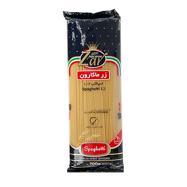 ماکارونی رشته ای (اسپاگتی) قطر 1.2 زر ماکارون (700 گرمی)